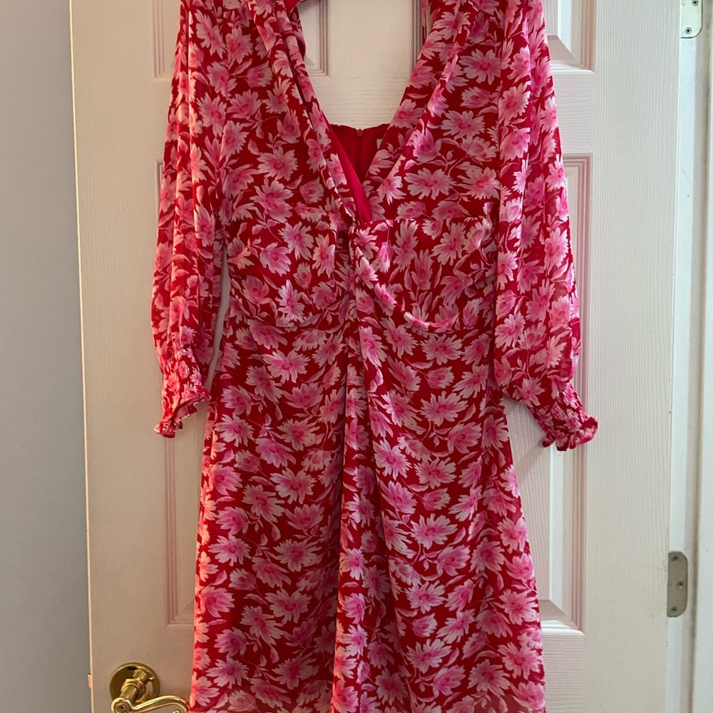Floral Red and Pink Dress